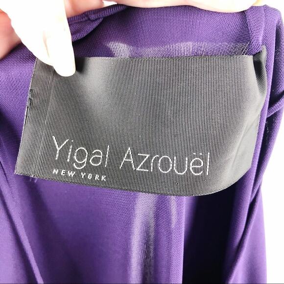 YIGAL AZROUEL purple rayon draped mini Pleated Dress Sz 1 - Picture 12 of 16
